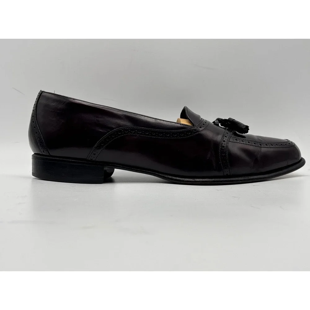 Johnston & Murphy Men's Size 12M Burgundy Leather Tassel Loafers Brogue Made USA